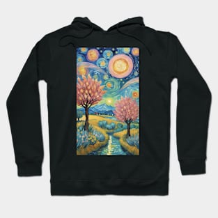 Starry Night Reverie: Van Gogh-Inspired Landscape Hoodie